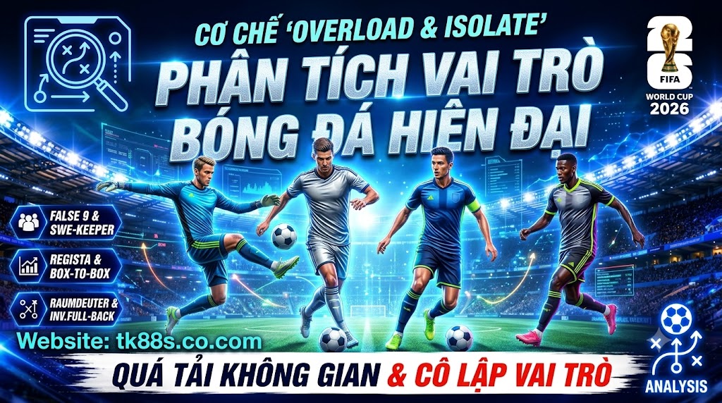Sơ đồ phân tích chiến thuật quá tải không gian và cô lập vai trò nhằm phá vỡ hàng thủ đối phương - Nguồn eduify.in